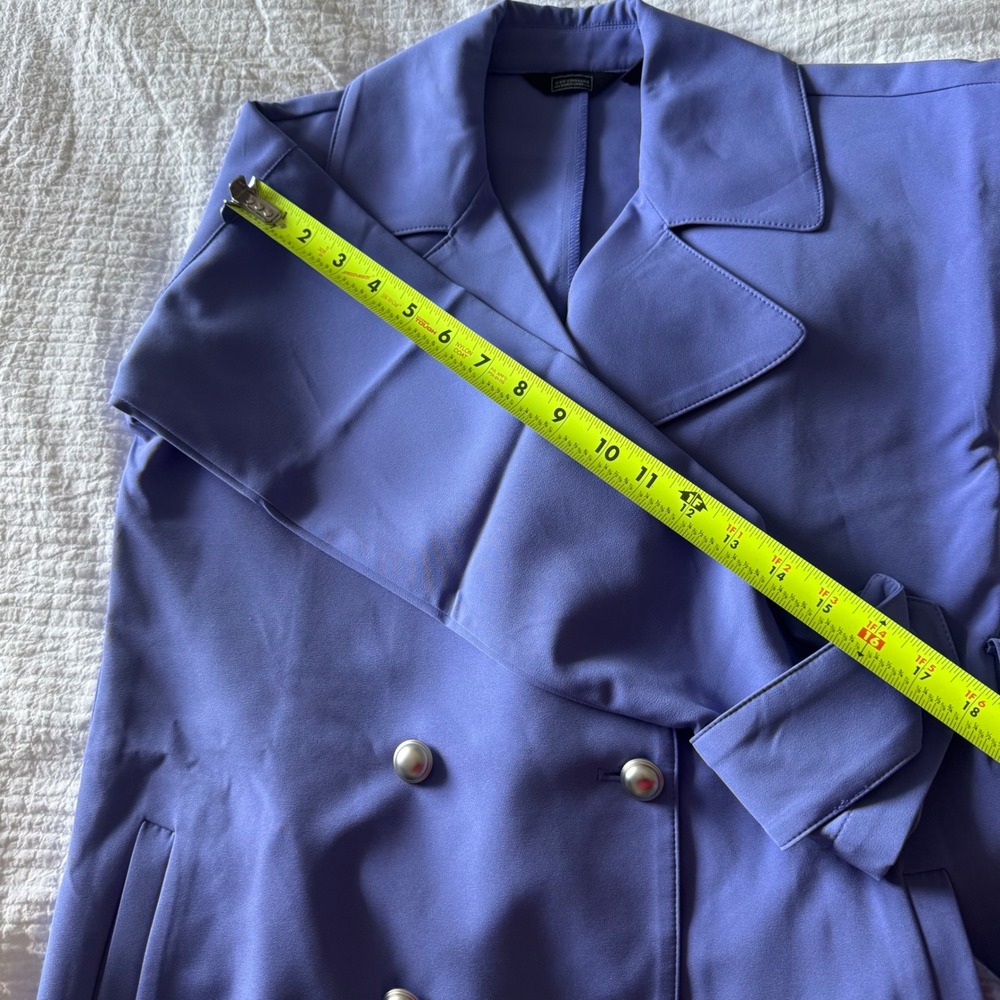G by Giuliana Black Label Periwinkle Trench Coat Belted XXS Quiet Luxury Peppy - Picture 8 of 11